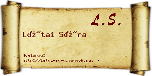 Létai Sára névjegykártya